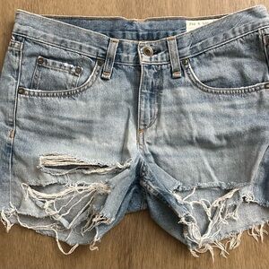rag & bone light wash distressed jean shorts